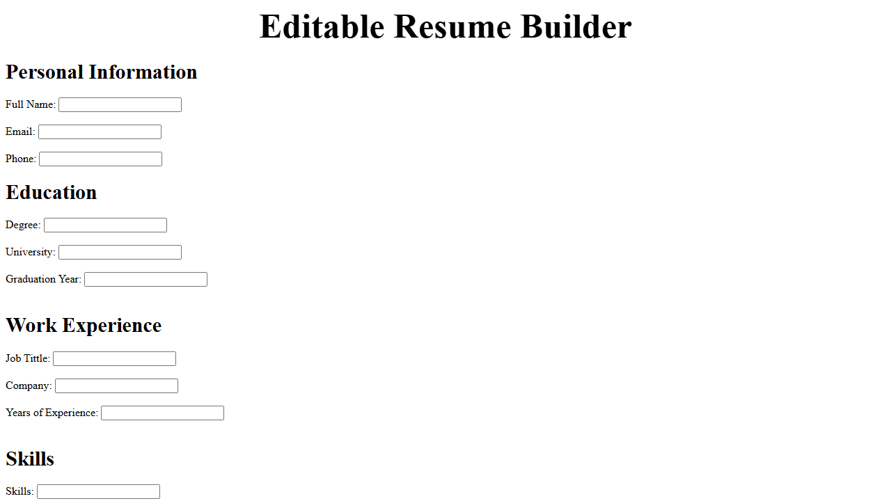 CV Generator screenshot